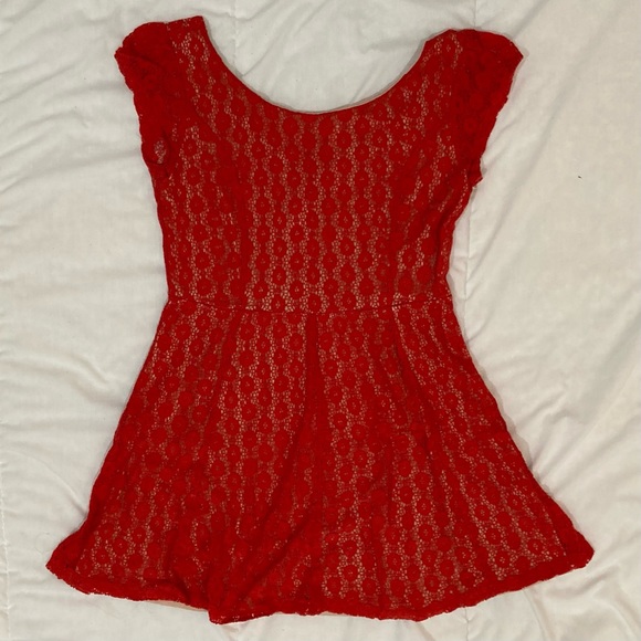 Red Laced Mini Dress - Picture 1 of 2